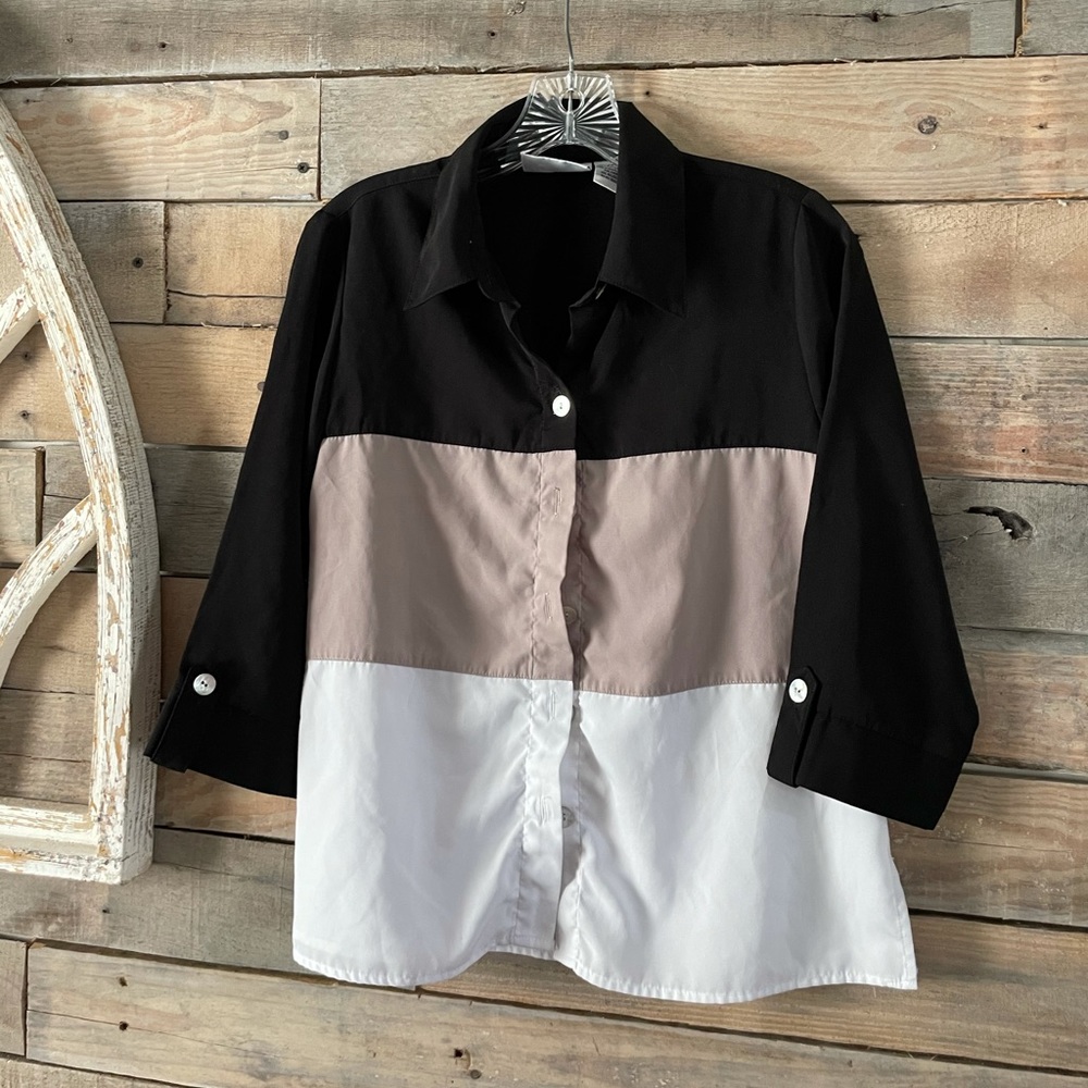 Vintage Color Block Blouse